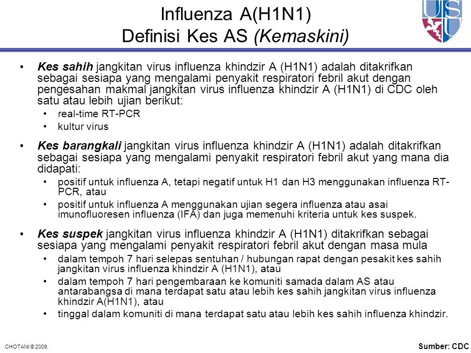 Influenza A(H1N1) Definisi Kes AS (Kemaskini)
