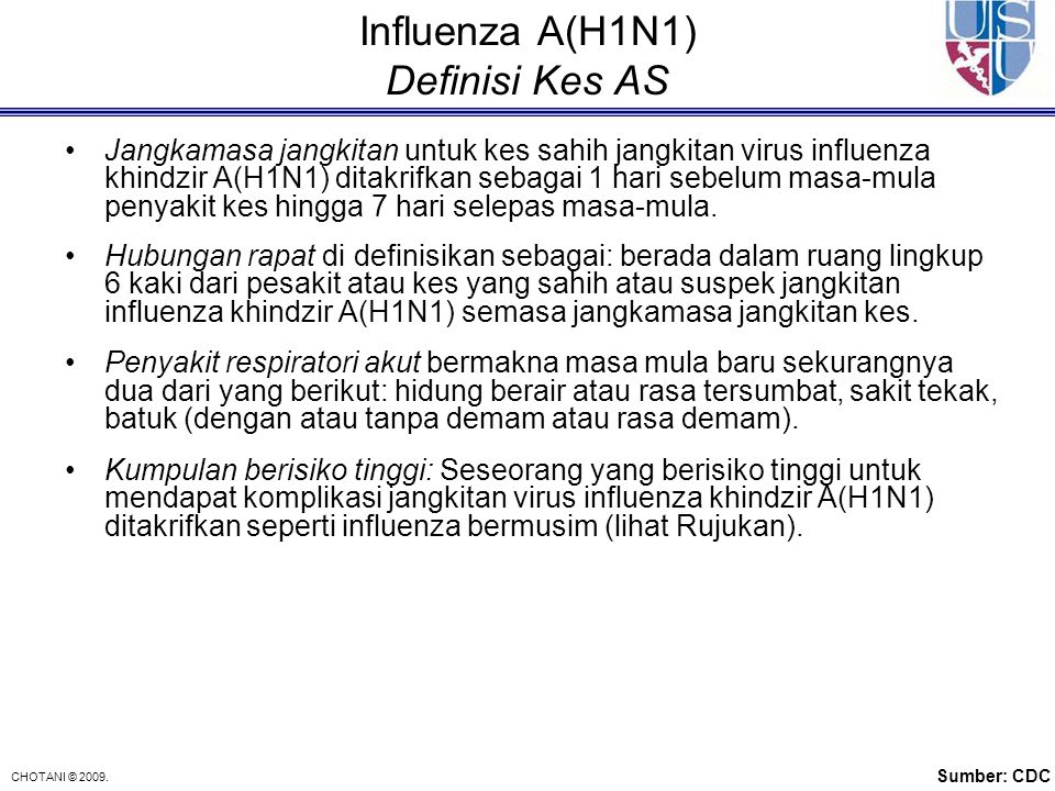 Influenza A(H1N1) Definisi Kes AS