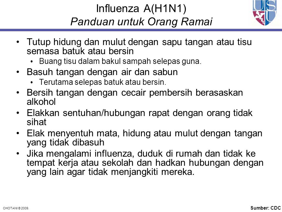 Influenza A(H1N1) Panduan untuk Orang Ramai