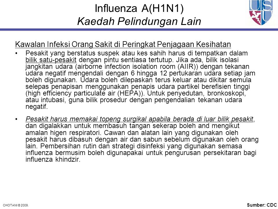 Influenza A(H1N1) Kaedah Pelindungan Lain