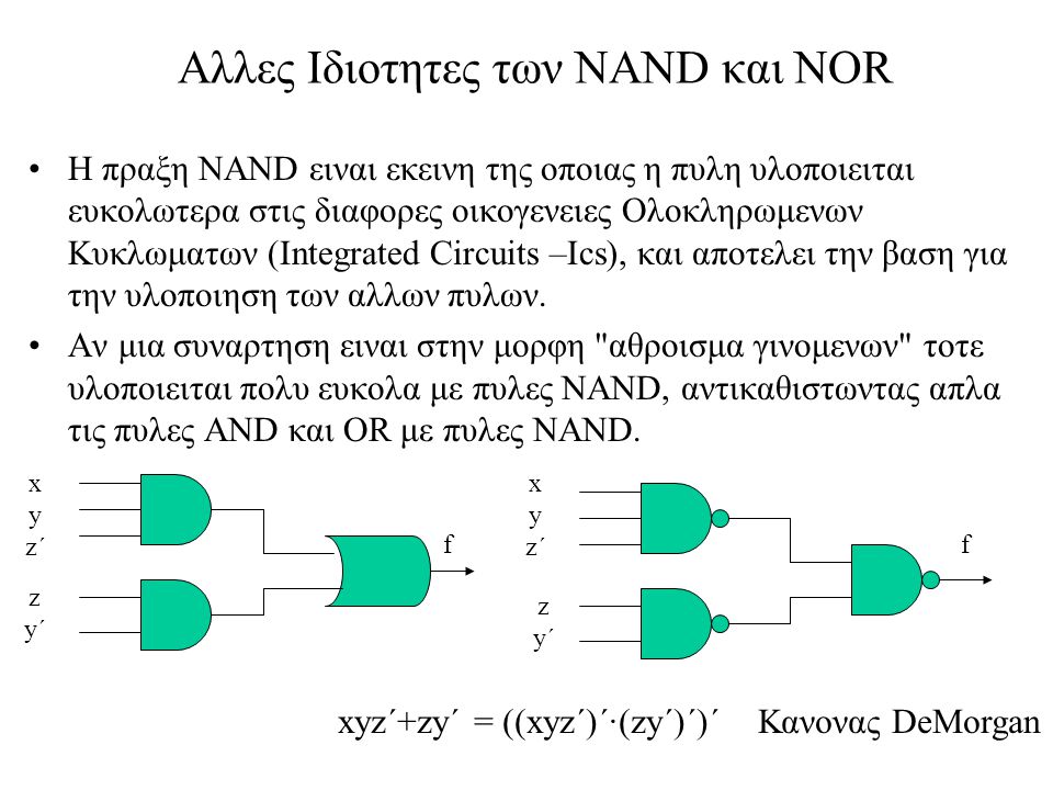 Αλλες Ιδιοτητες των NAND και NOR