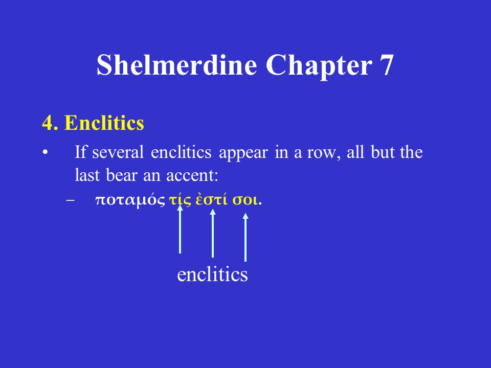 Shelmerdine Chapter 7 4. Enclitics enclitics