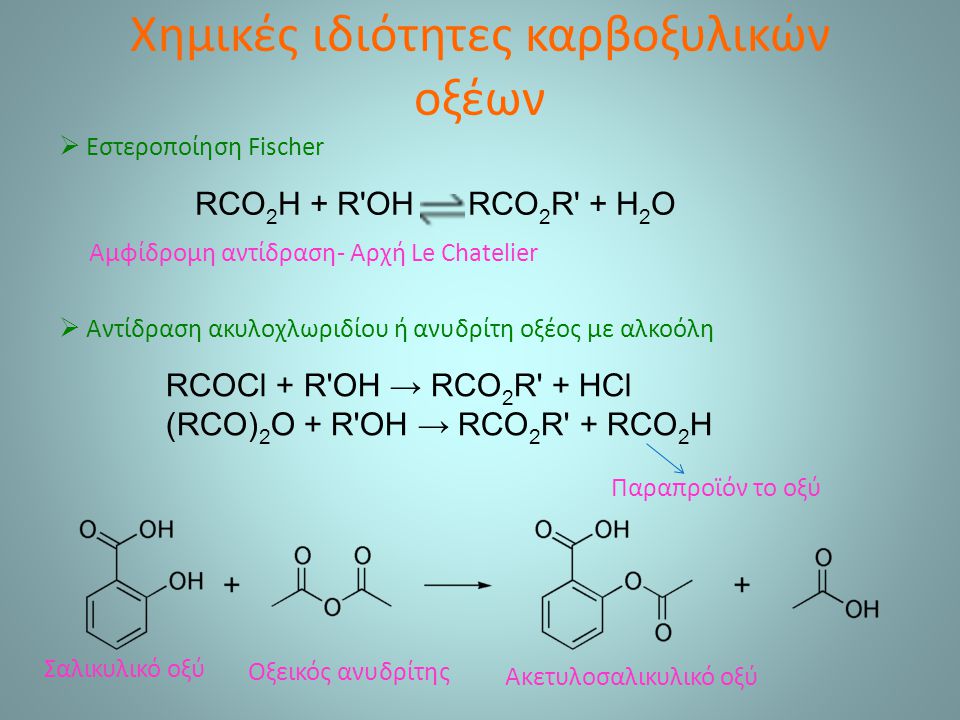 Χημικές ιδιότητες καρβοξυλικών οξέων