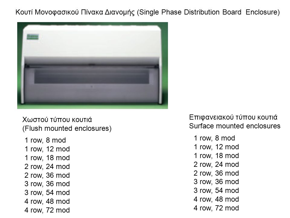 Κουτί Μονοφασικού Πίνακα Διανομής (Single Phase Distribution Board Enclosure)