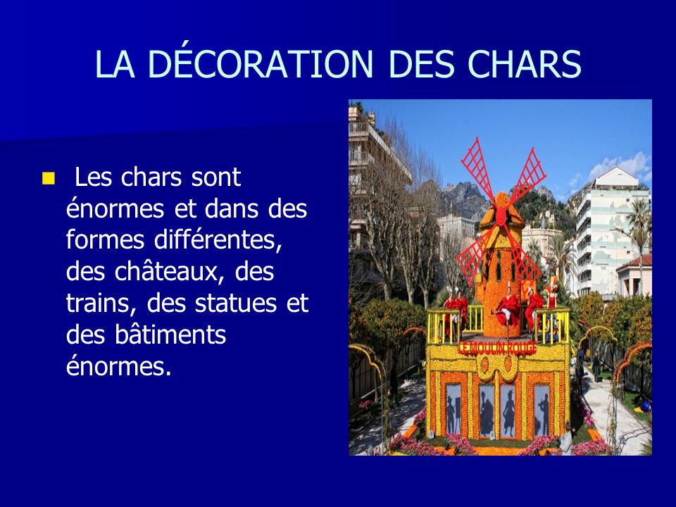 LA DÉCORATION DES CHARS