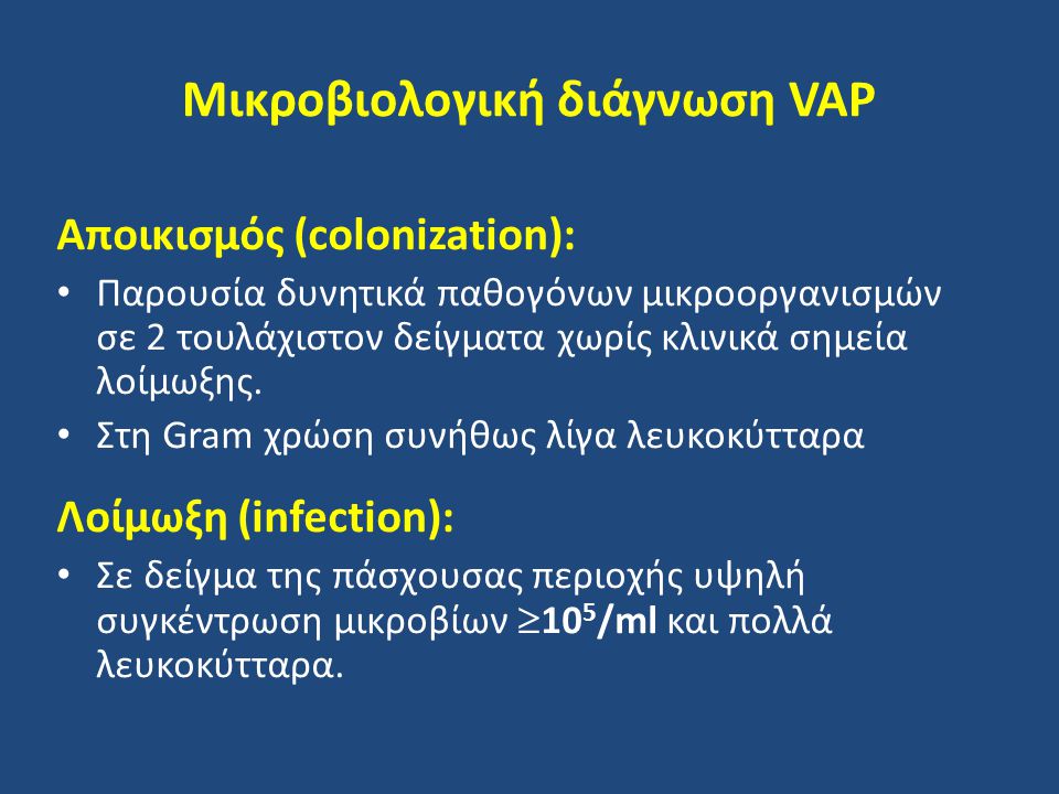 Μικροβιολογική διάγνωση VAP