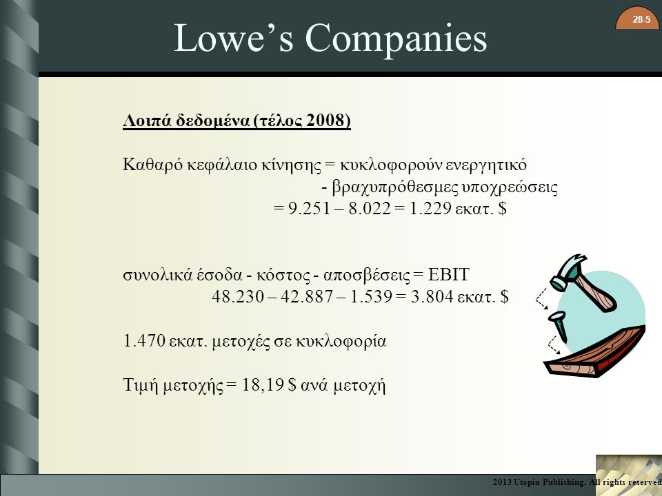 Lowe’s Companies Λοιπά δεδομένα (τέλος 2008)