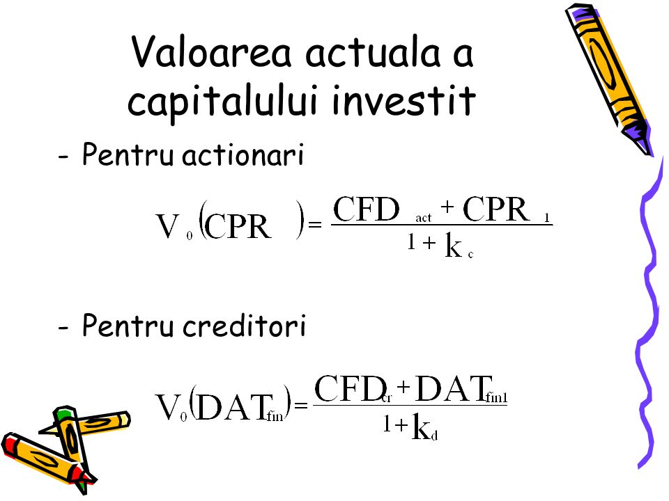 Valoarea actuala a capitalului investit