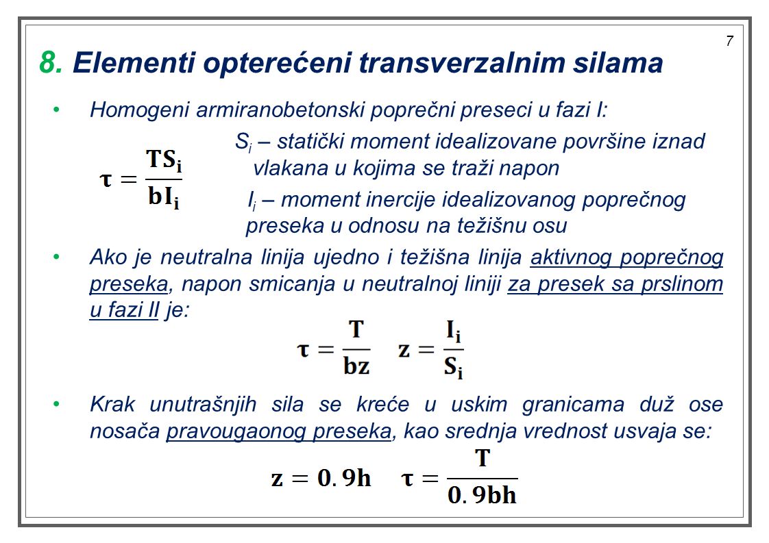 8. Elementi opterećeni transverzalnim silama